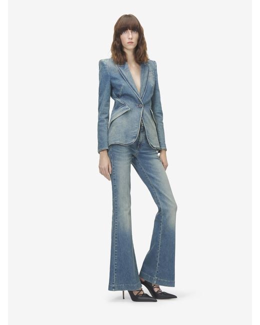 McQueen Blue Stretch Denim Jacket
