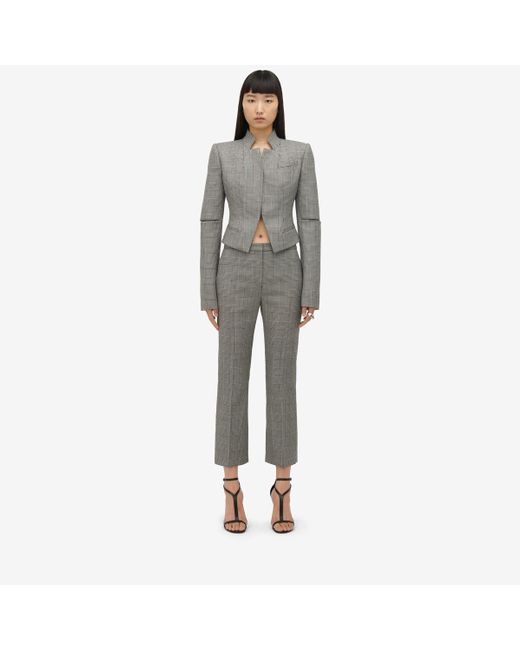 Alexander McQueen Gray Black Prince Of Wales Cigarette Trousers
