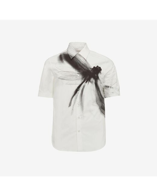 Chemise à manches courtes dragonfly Alexander McQueen pour homme en coloris White