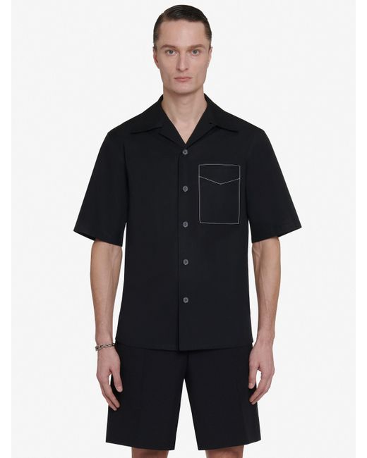 Alexander McQueen Hawaii-hemd mit kontrastierenden ziernähten in Black für Herren