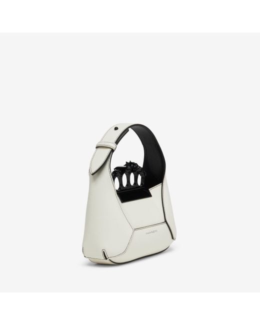 Alexander McQueen Metallic White The Jewelled Hobo Mini Bag