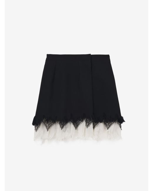 Alexander McQueen Black Cobweb Lace Mini Skirt