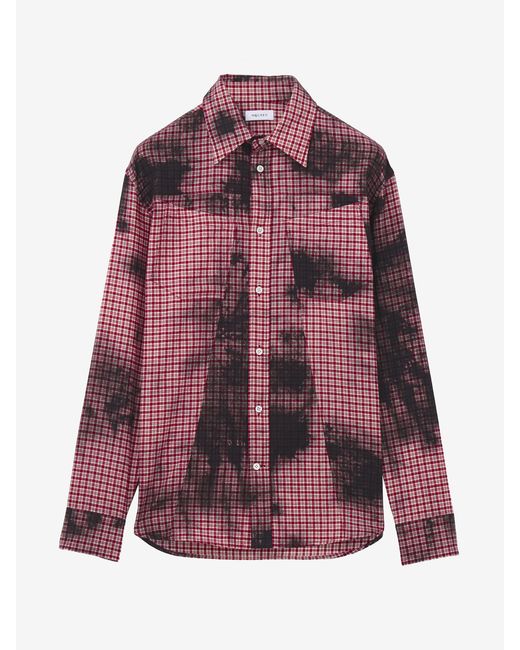 McQueen Purple Flannel Check Tie-Dye Shirt for men