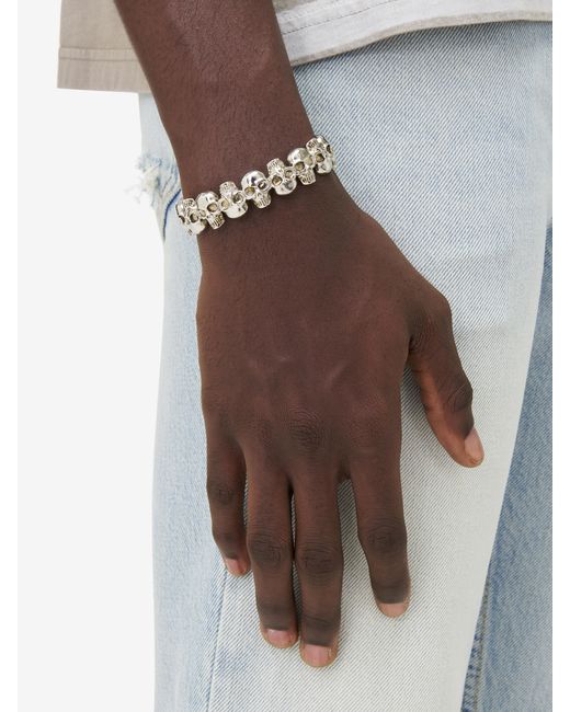 McQueen White Multi-Skull Cuff for men