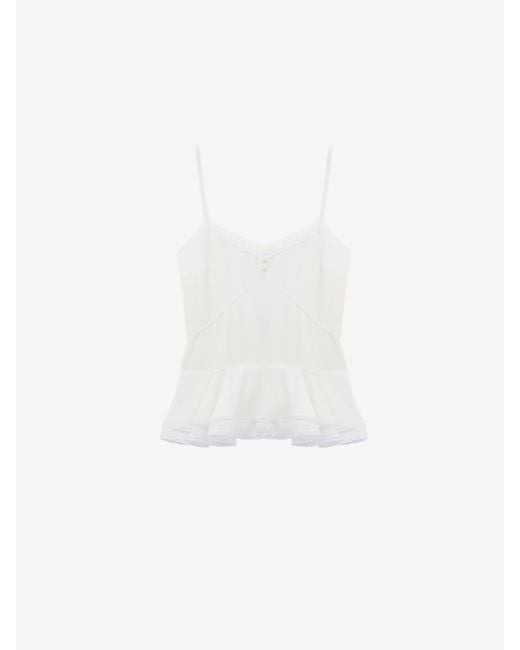 McQueen White Silk Peplum Cami Top