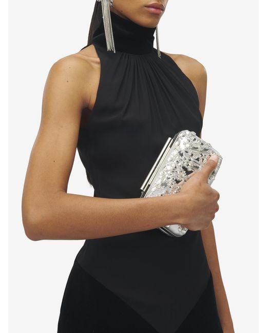 Alexander McQueen White T-Bar Box Clutch