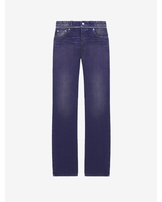 McQueen Blue Slashed Zip Bootcut Jeans