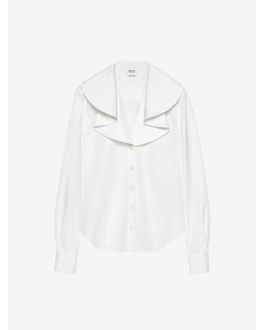 McQueen White Waterfall Collar Shirt