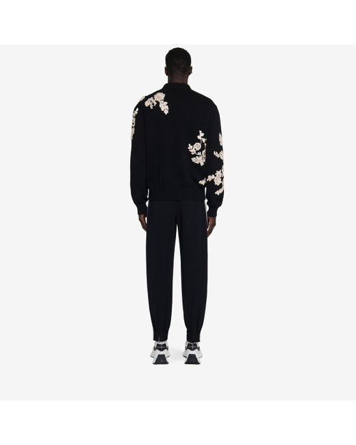 Alexander McQueen Strickjacke mit floraler stickerei in Black für Herren