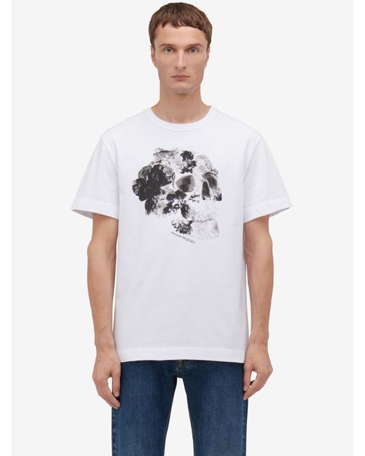 Imprimé dutch flower skull Alexander McQueen pour homme en coloris White