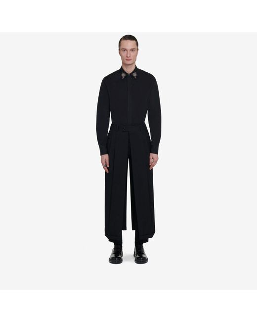 Camicia con colletto ricamato di Alexander McQueen in Black da Uomo
