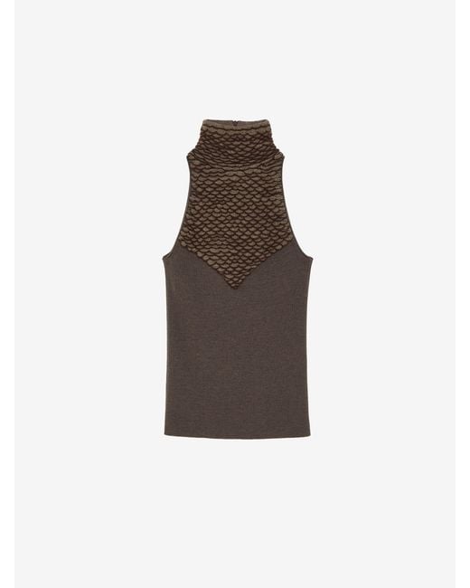 McQueen Brown Knit Feathers Top