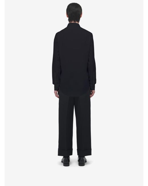 Alexander McQueen Blue Sailor Tattoo Rose Embroidery Shirt for men