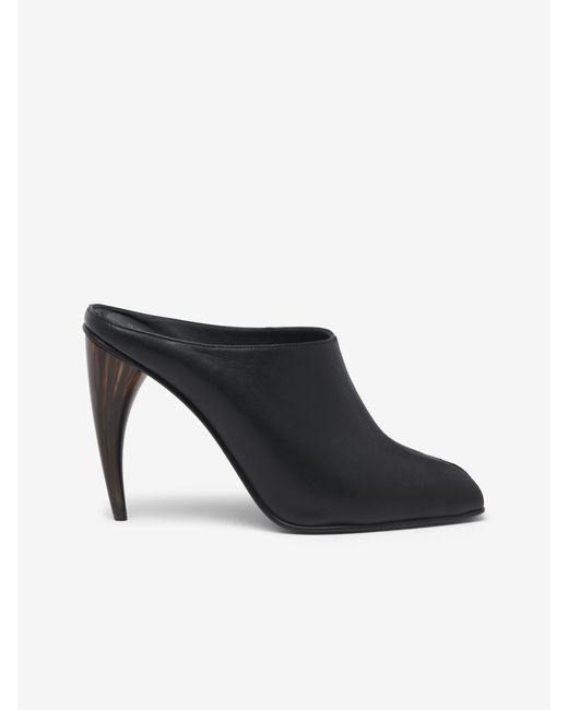 McQueen Black Horn Heel Mule