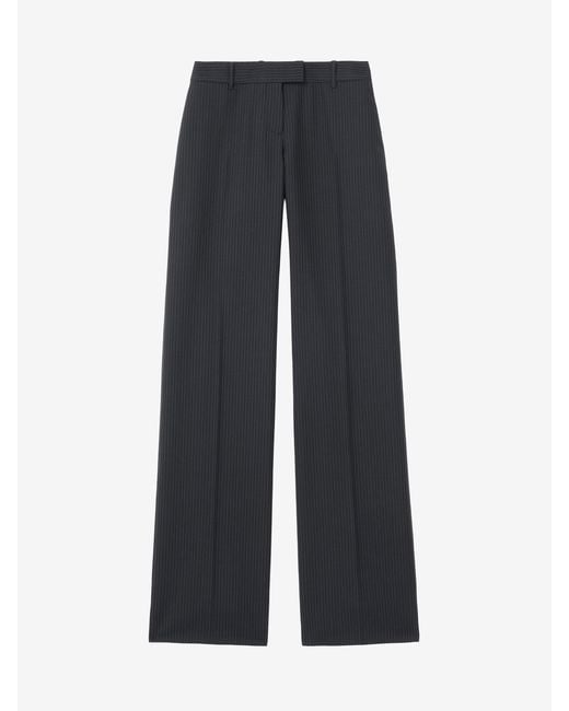 McQueen Blue Pinstriped Bumster Trousers