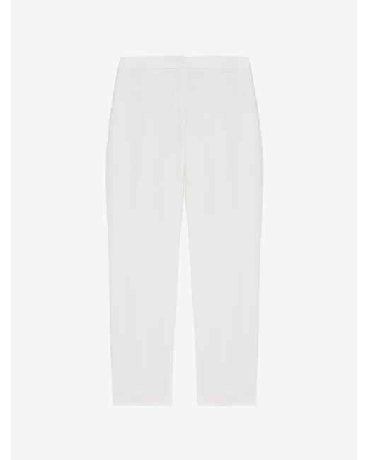 McQueen White Leaf Crepe Cigarette Trouser