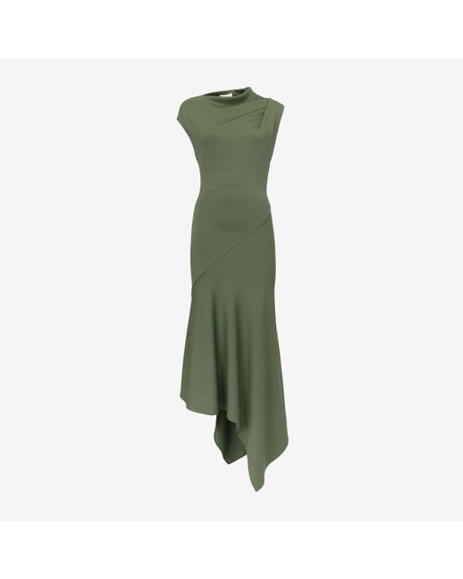 Alexander McQueen Green Asymmetric Midi Dress