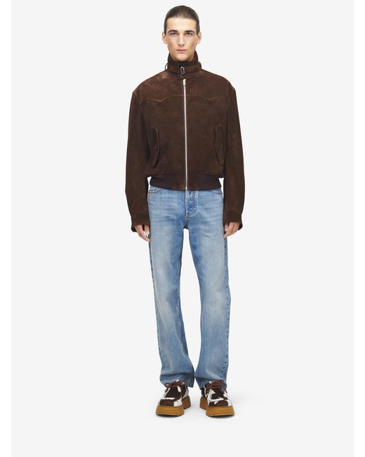McQueen Brown Suede Blouson for men