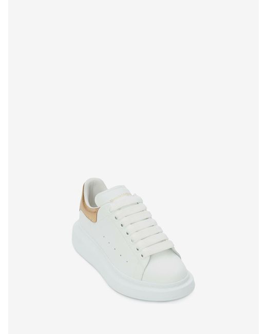 Alexander McQueen Gold Foil Embellished Chunky Leather Sneakers in  White/Gold (White) for Men - Save 38% | Lyst