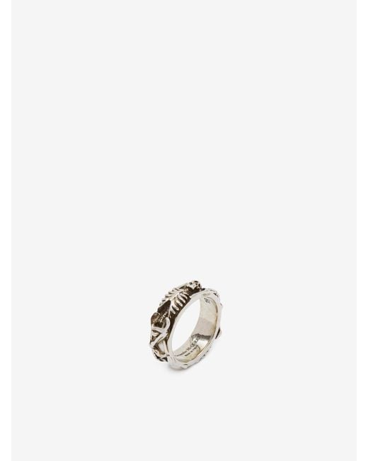 McQueen White Dancing Skeleton Ring for men