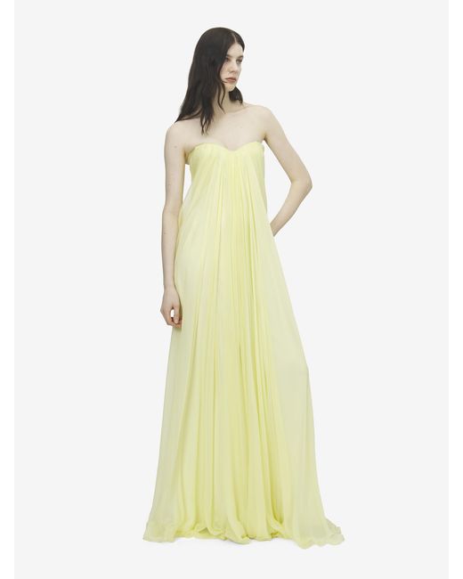 McQueen Yellow Bustier Evening Dress