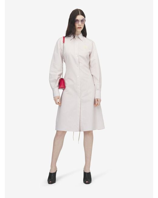 McQueen White Pinstriped Shirt Dress
