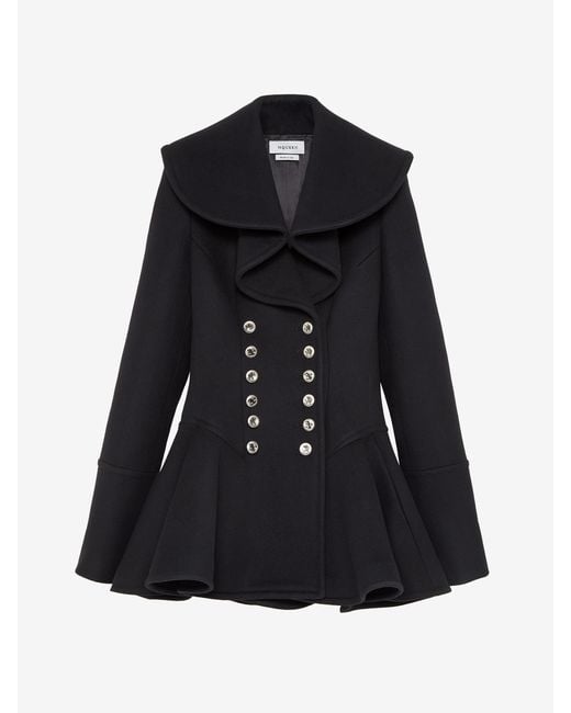 McQueen Black Waterfall Collar Coat