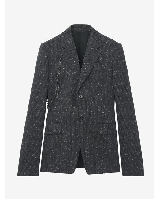 McQueen Gray Flecked Pinstripe Single-Breasted Jacket for men