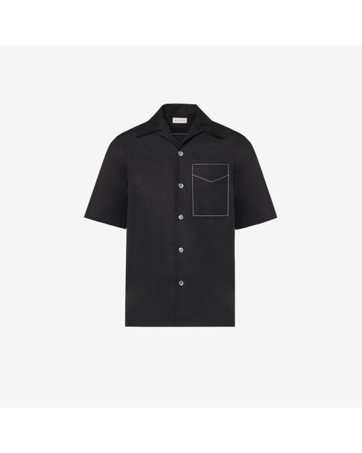 Camicia hawaiana con cuciture a contrasto di Alexander McQueen in Black da Uomo