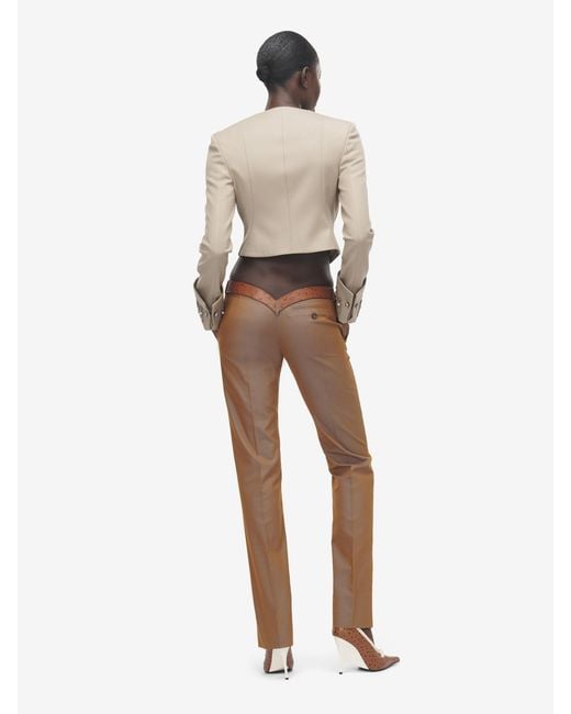McQueen Brown Iridescent Bumster Trousers