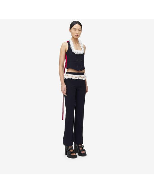 Alexander McQueen スラッシュド クレポン ディテール キックバック パンツ Black