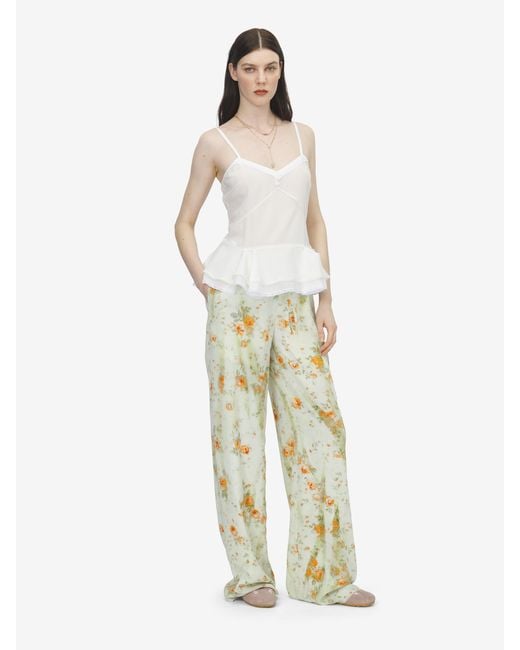 McQueen White Silk Peplum Cami Top