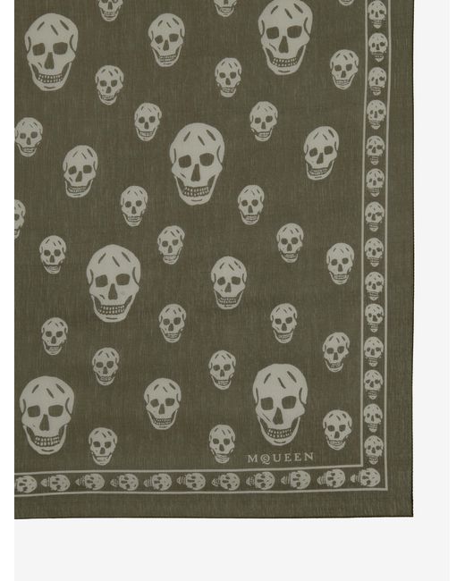 McQueen Green Classic Skull Scarf