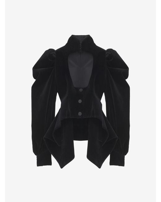 McQueen Blue Velvet Panel Jacket