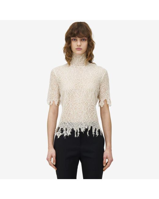 Alexander McQueen ニット コブウェブ レース トップ White