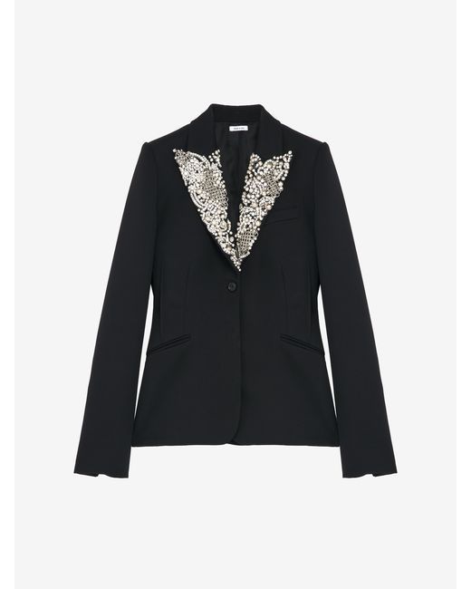 Alexander McQueen Black Chain Mail Embroidery Single-Breasted Jacket
