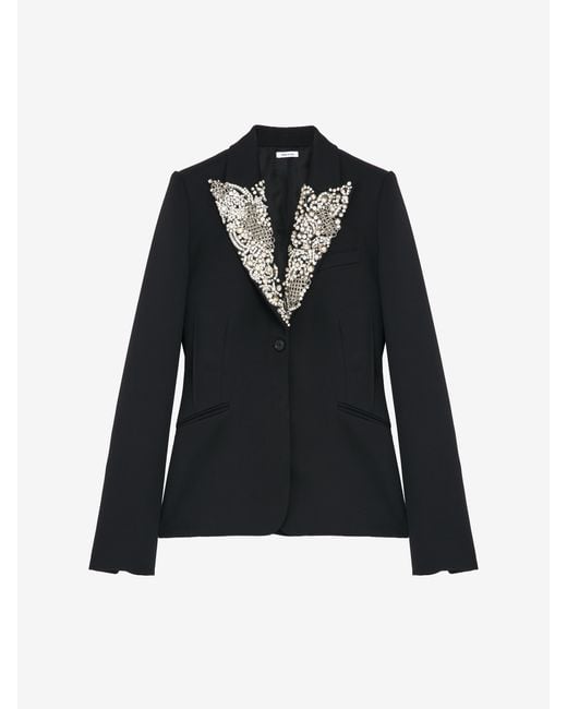 Alexander McQueen Black Chain Mail Embroidery Single-Breasted Jacket