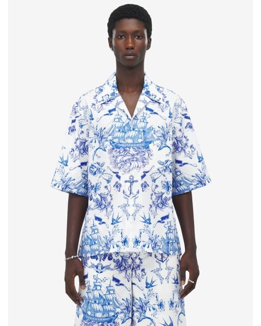 Alexander McQueen Sailor Tattoo Hawaii-Hemd in Blue für Herren