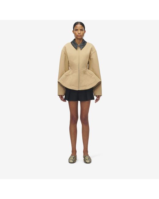 Alexander McQueen ストーンウォッシュド キャンバス ペプラムジャケット Natural