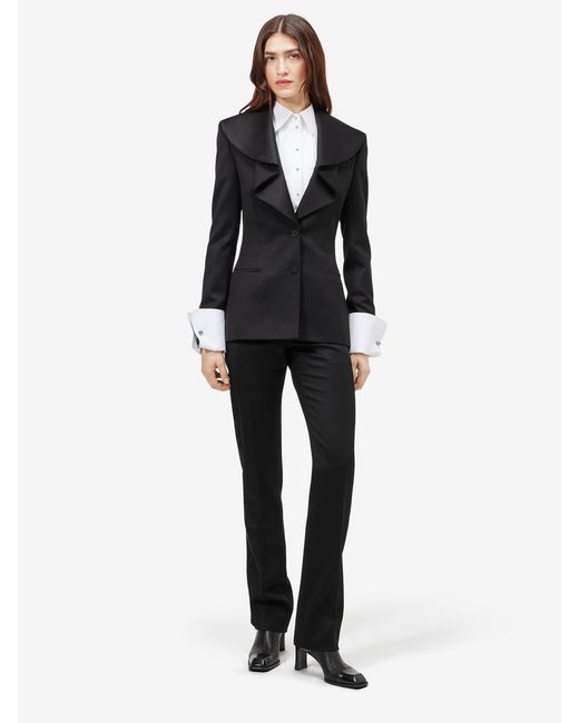 McQueen Black Waterfall Collar Single-Breasted Jacket