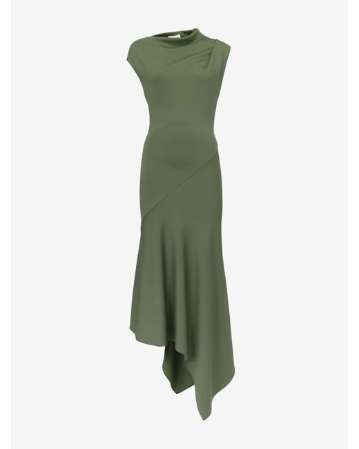 McQueen Asymmetric Midi Dress in Green Lyst UK