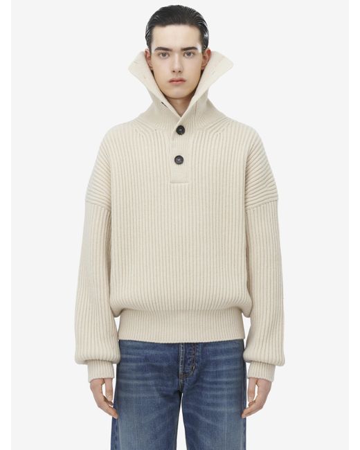 Maglione Con Collo A Imbuto di Alexander McQueen in Natural da Uomo