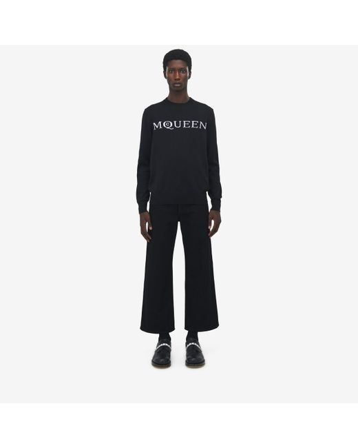 メンズ Alexander McQueen メリノウール Mcqueenロゴ ジャンパー Black