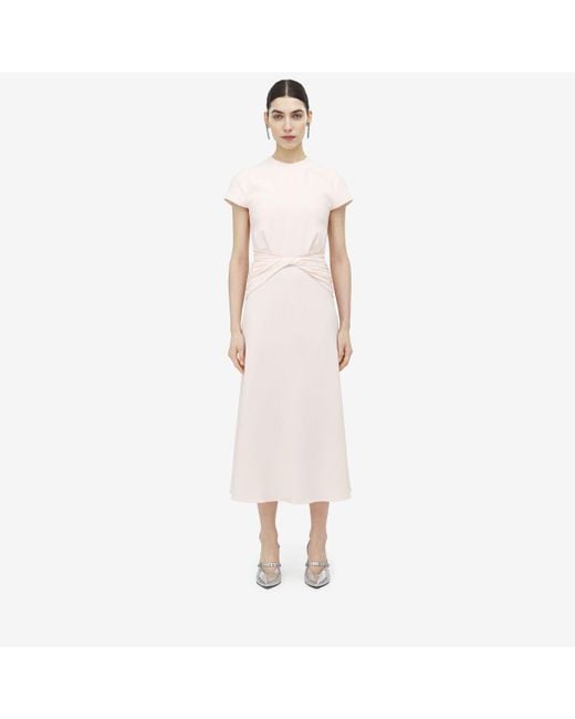 Alexander McQueen Pink Knot Waist Midi Dress