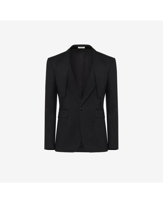 Alexander McQueen Black Wool Lapel-detail Blazer for men