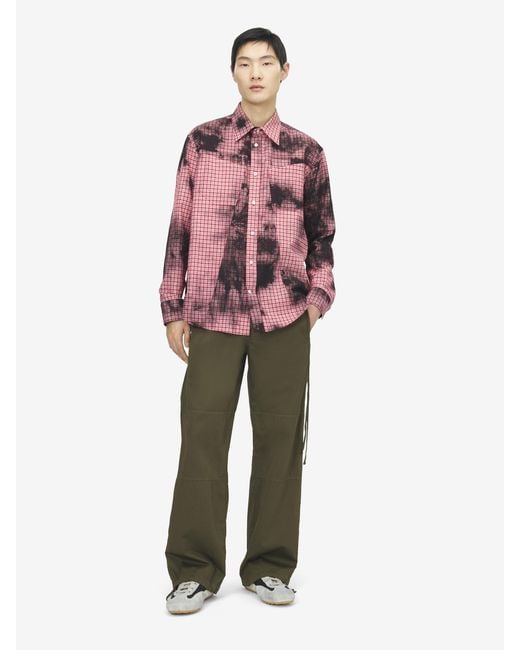 McQueen Purple Flannel Check Tie-Dye Shirt for men