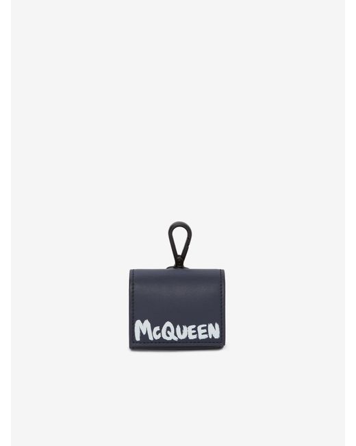 Alexander McQueen Leather Blue Mcqueen Graffiti Airpod Pro Case for Men Lyst