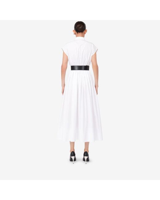 Alexander McQueen White Dropped Shoulder Shirt Dress