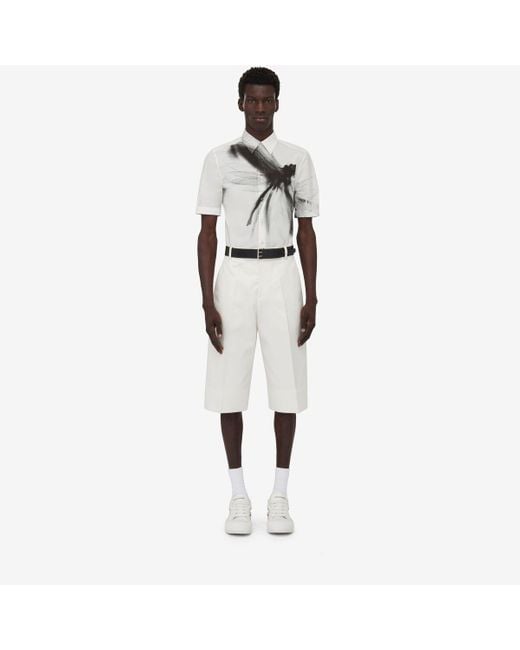Chemise à manches courtes dragonfly Alexander McQueen pour homme en coloris White