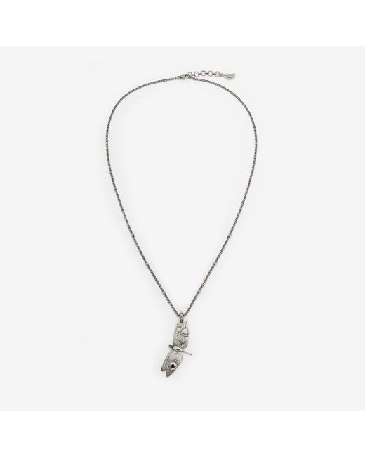 Alexander McQueen Natural Silver Dragonfly Necklace for men